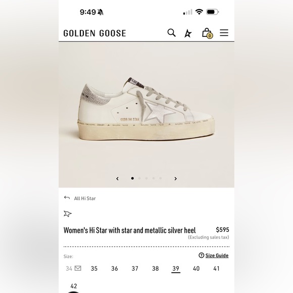 Golden Goose Women’s Hi Star with Star and Metallic Silver Heel (Authentic!) - Picture 9 of 9